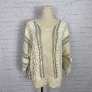American Vintage Cream and Gray Sweater Cardigan